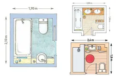 Bathroom with toilet combined design with dimensions