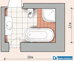 Bathroom with toilet combined design with dimensions