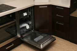 Corner kitchen with dishwasher photo