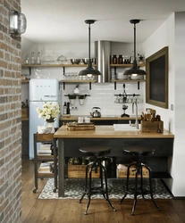 Kichkina kvartirada loft oshxonasi fotosurati