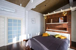 What color to paint the walls in a wooden house in the bedroom photo