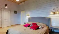 What color to paint the walls in a wooden house in the bedroom photo