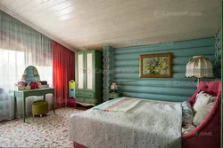 What color to paint the walls in a wooden house in the bedroom photo