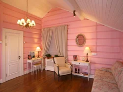 What color to paint the walls in a wooden house in the bedroom photo