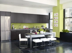 Color combinations in the kitchen interior with gray and black