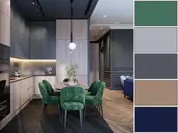 Color combinations in the kitchen interior with gray and black
