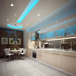 Suspended ceilings in the kitchen 9 sq m photo lighting