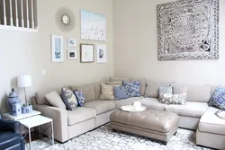 Light sofa in the living room interior