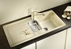 Photo of kitchen sinks made of artificial stone in the interior photo