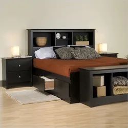 Bedroom with one bedside table photo