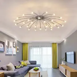 Ceiling in the living room without a chandelier photo