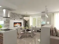 Кухня гостиная 30 кв м с камином дизайн
