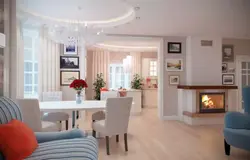Кухня гостиная 30 кв м с камином дизайн