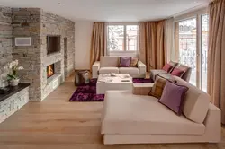 Kitchen Living Room 30 Sq M With Fireplace Design