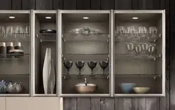 Kitchen cabinets with glass photo