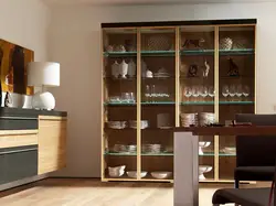 Kitchen cabinets with glass photo