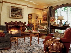 Interior of an antique living room photo