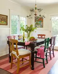 Color of chairs in the kitchen in the interior photo