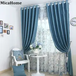 Blue curtains for kitchen design