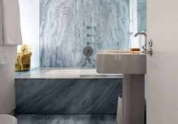 Bathroom design blue porcelain tiles