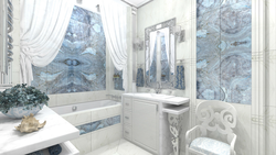 Bathroom design blue porcelain tiles