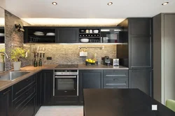 What colors goes with black in the kitchen interior