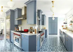 Blue kitchen floor photo