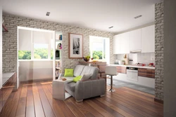 Kitchen design 30 sq m with two windows photo
