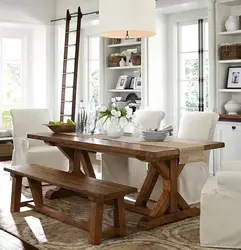 Wooden Table In The Kitchen Interior