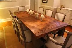 Wooden table in the kitchen interior