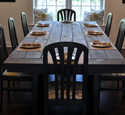 Wooden Table In The Kitchen Interior