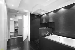 Bathroom design with dark door