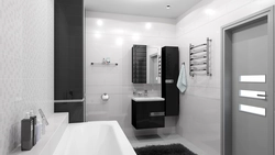 Bathroom design with dark door
