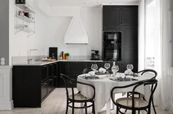 Kitchen interior with black table photo