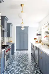Blue kitchen floor design
