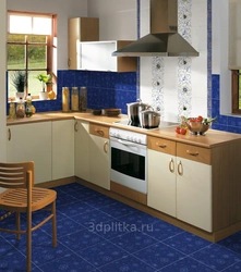 Blue kitchen floor design