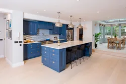 Blue kitchen floor design