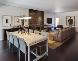 Dining table in the interior of the kitchen living room