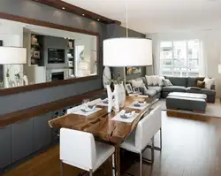 Dining table in the interior of the kitchen living room