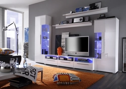 Photo of modern living room walls in white