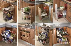 Угловая кухня наполнение шкафов фото