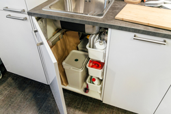 Corner kitchen filling cabinets photo