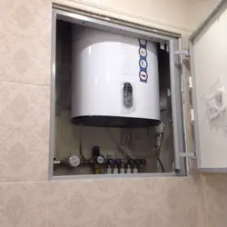 Hide the water heater in the bathroom photo