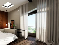 Bedroom design with balcony door and window