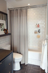 Bathroom with shower without cabin design photo with curtain