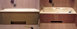 Bathroom screen made of tiles photo
