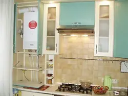 Kitchen design with gas pipe behind the refrigerator