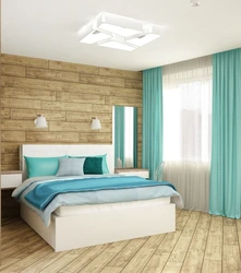 Beige blue bedroom interior