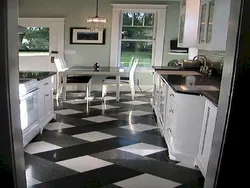 Black floors in the kitchen design photo