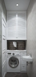 Cabinet Above The Washing Machine In The Bathroom Photo In The Interior